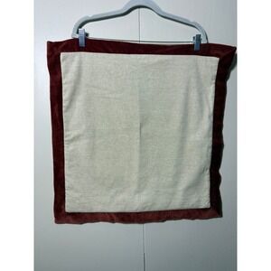 Devi Designs 24x24 Pillow Cover Beige Cotton Burgundy‎ Velvet Trim Square Sham